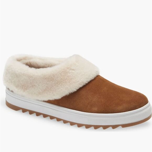 New Blondo Suri Waterproof Slip-On Sneaker brown fur slide suede waterproof 6 - Picture 1 of 7